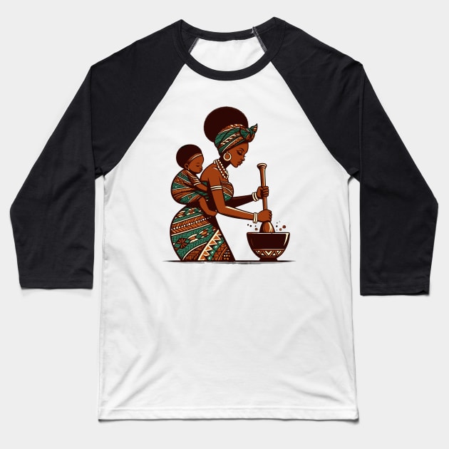 Afrocentric Mother And Baby Baseball T-Shirt by Graceful Designs